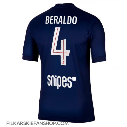 Koszulka piłkarska Paris Saint-Germain Lucas Beraldo #4 Strój Domowy 2025-26 tanio Krótki Rękaw Koszulka piłkarska Paris Saint-Germain Lucas Beraldo #4 Strój Domowy 2025-26 tanio Krótki Rękaw